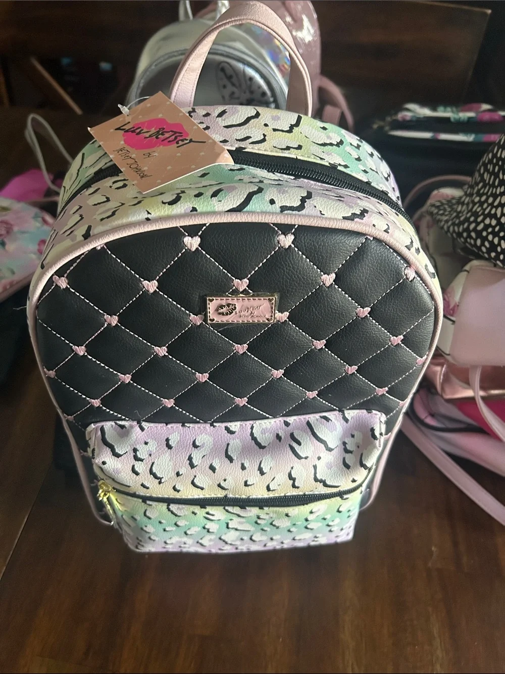 Kids Mini Backpack - Pink Pastel Leopard Accent